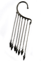 Gunmetal Hanging Ear Cuff with chains