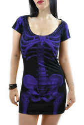 Kreepsville666 Purple Skeleton Tunic Dress