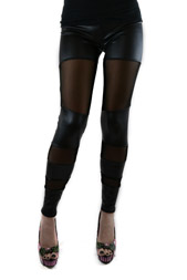 Leatherlook and Mesh Leggings