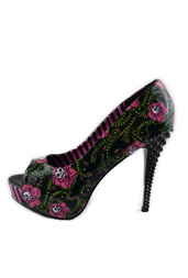 Too Fast Stud heel - Rosey skulls