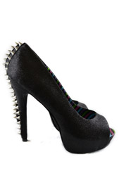 Too Fast Spike heel - Black glitter shoes