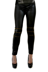 Golden Zippers Leatherlook Leggings